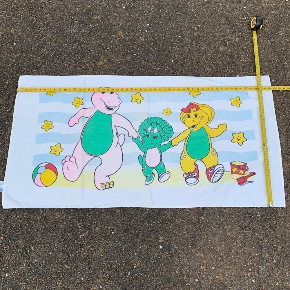 Vintage Franco 1998 Barney and Friends Swim Cotton Beach‎ Towel Faded